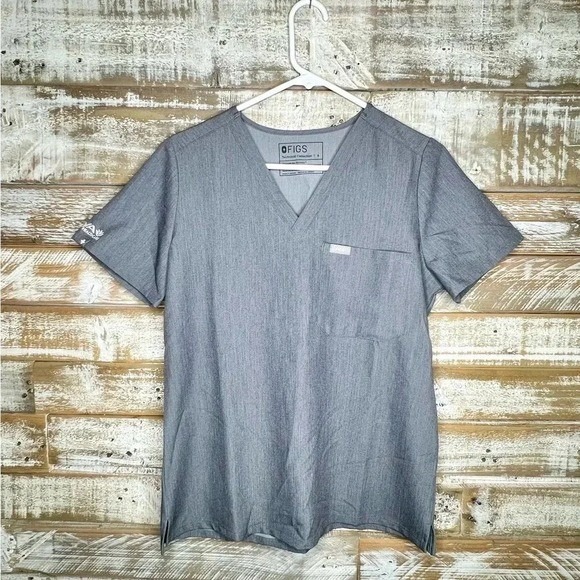 Women figs grey scrub top S technical collection embroidered right arm - Picture 1 of 7